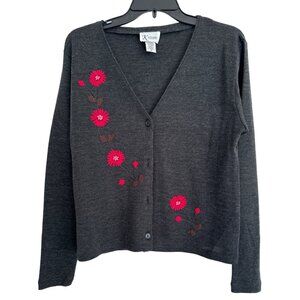 K studio front embroidered cardigan with polyester self buttons